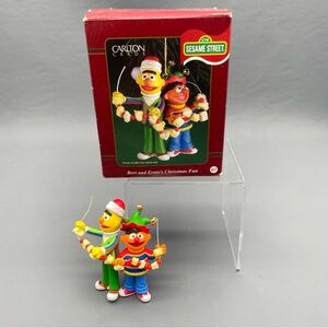 Sesame Street Bert and Ernie's Christmas Fun Ornament 2000 Carlton Cards EUC